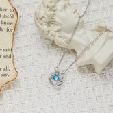 Rose with Round Zircon Pendant Silver Necklace for Women